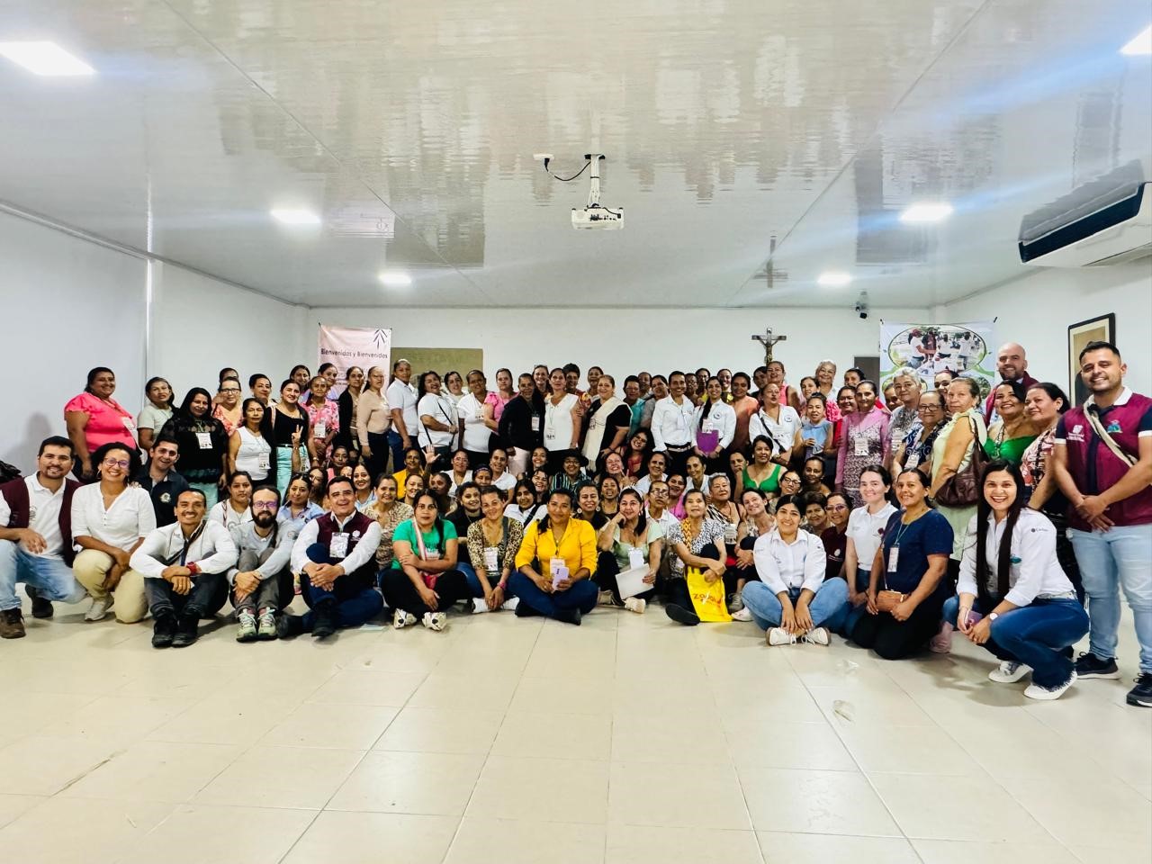 A large group of women gathered in Caquetá, southern Colombia. They all participate in our programs for peace, food security and forest conservation